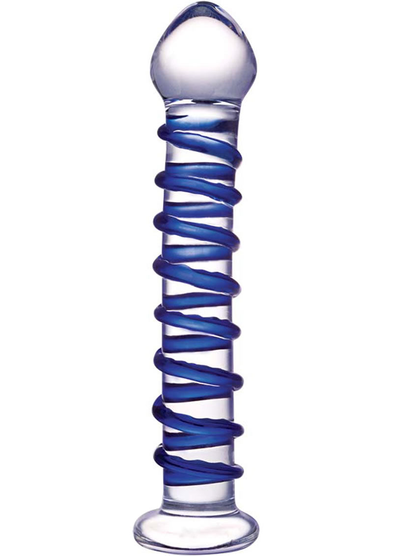 Blue Spiral Glass Dildo