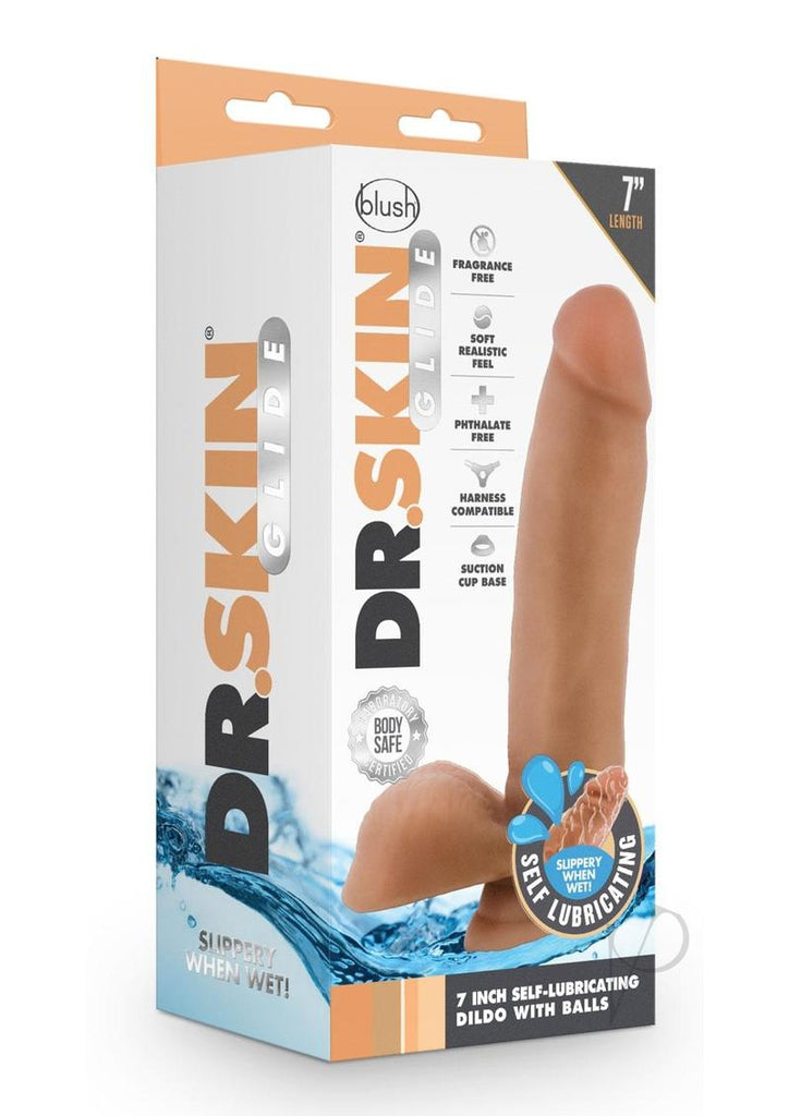 Dr Skin Glide Dildo W/Balls 7 Caramel