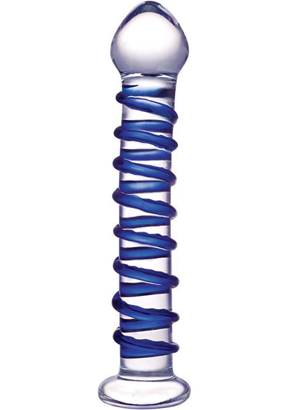 Blue Spiral Glass Dildo