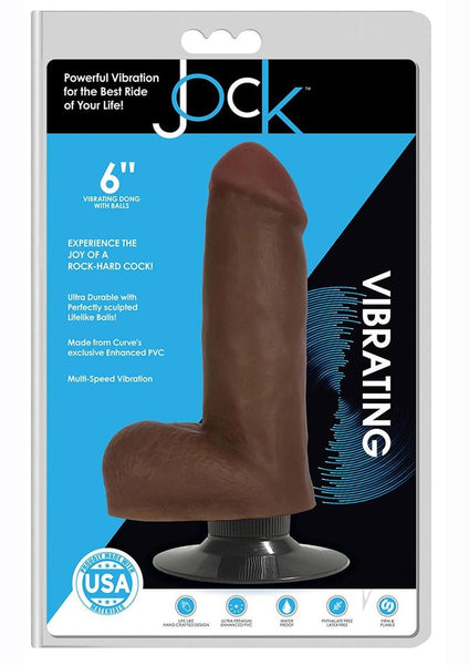 Jock Vibrating Dildo With Balls 6In Chocolate