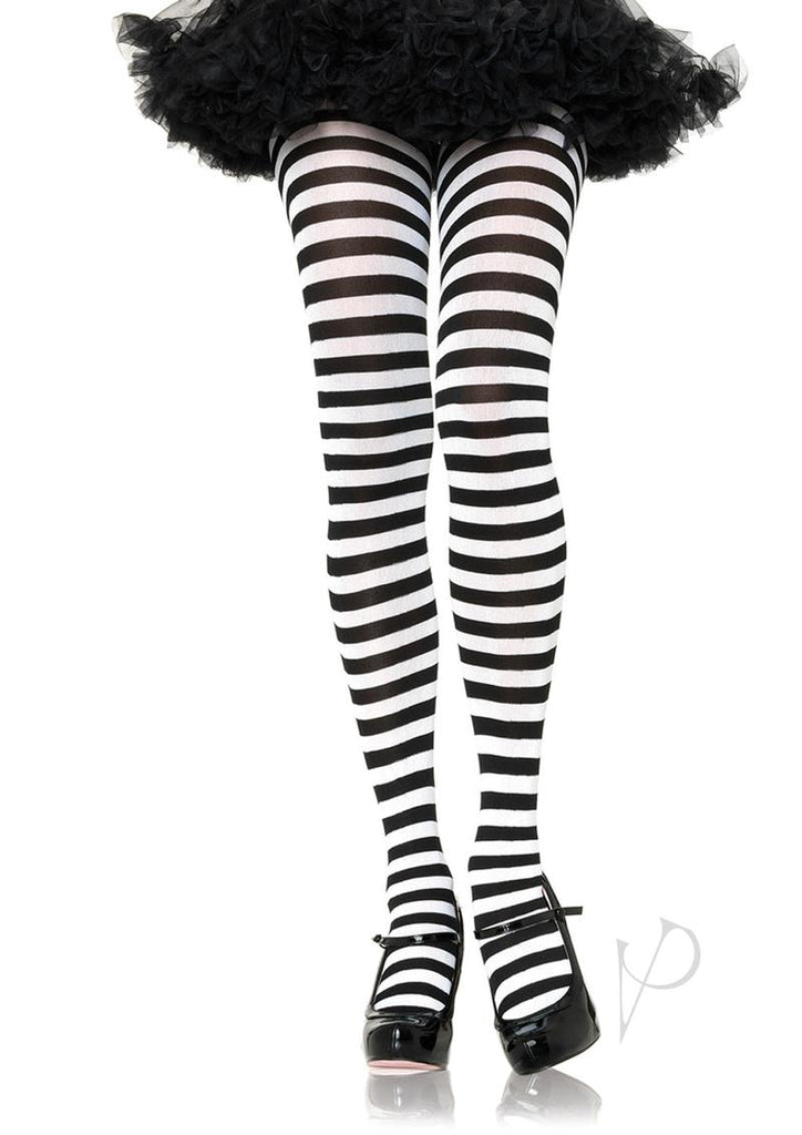 Striped Tights Plus Black/White