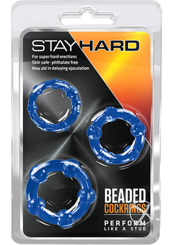 Stay Hard Beaded Cockrings Blue