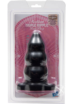 Triple Ripple Butt Plug Black Large