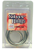 Silver Cock Ring 3 Piece Set