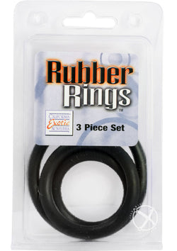 Rubber Cock Ring Black 3 Piece