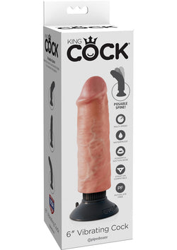 King Cock Vibrating Cock 6" Flesh