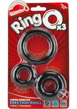 Ringo 3 Pack Cockrings Black 6Pc Box