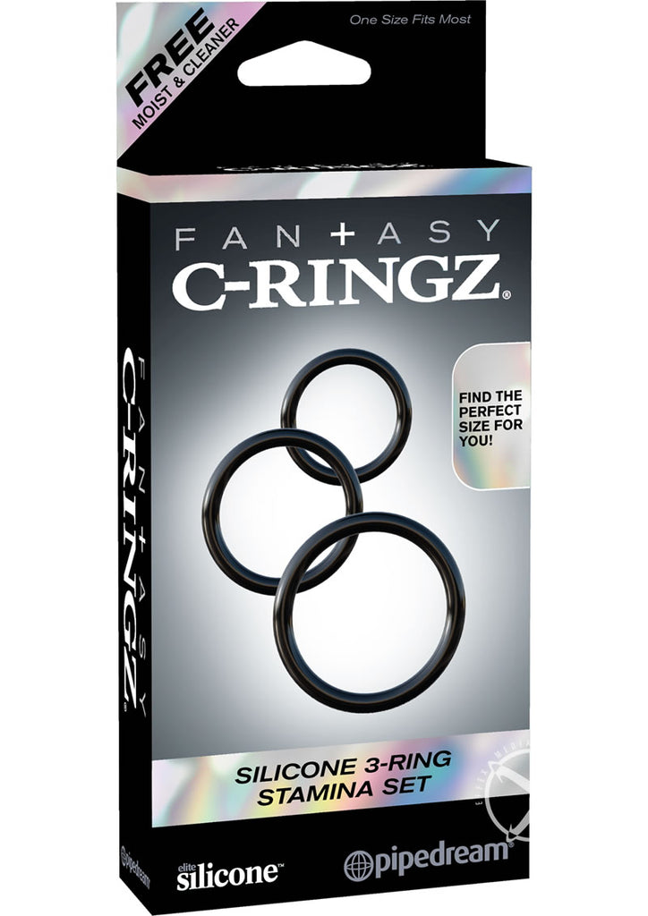 Fcr Silicone 3 Ring Stamina Set Black