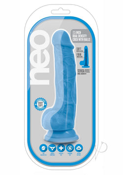 Neo Dual Density Cock W/Balls 7.5' Blue