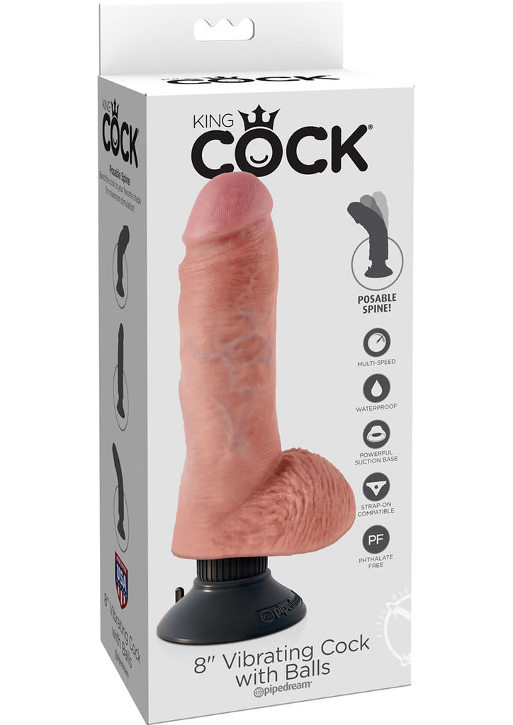 8" Vibrating Cock With Balls