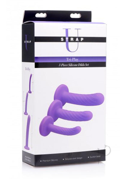 Strap U Tri Play Silicone Dildo 3Pc Set