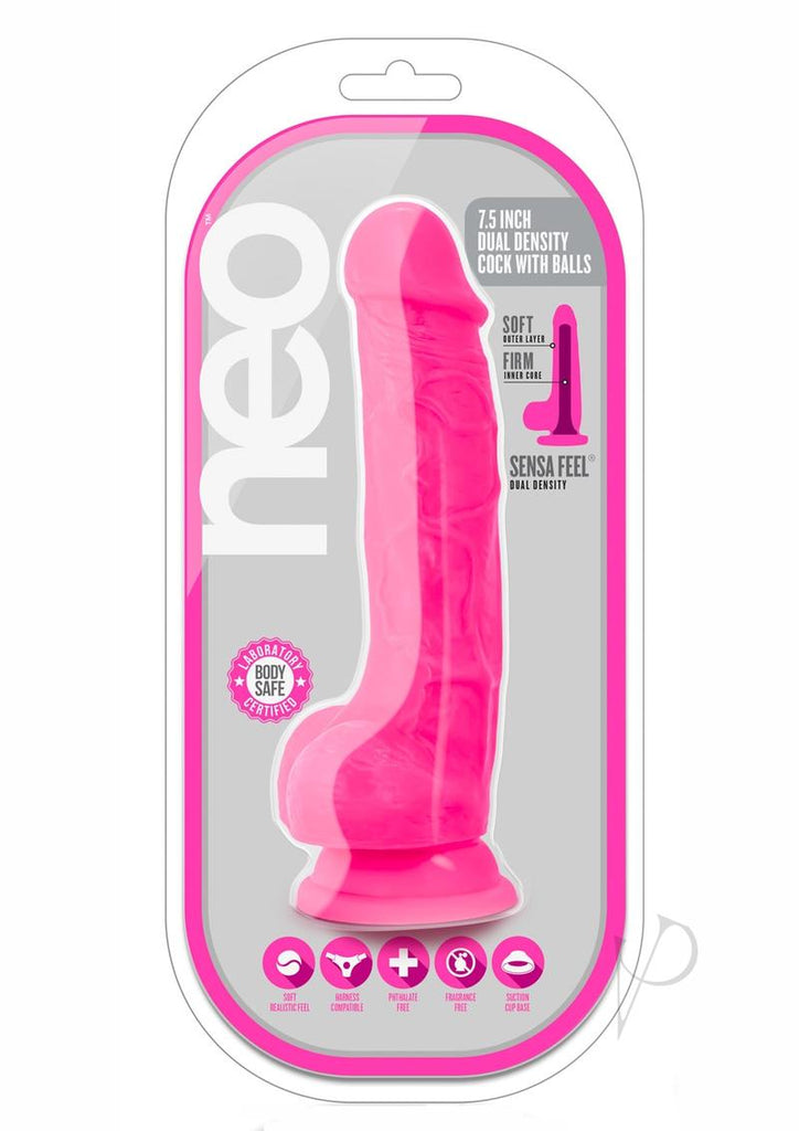 Neo Dual Density Cock W/Balls 7.5' Pink